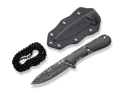 Mini Elementum Fixed Micarta Dark Green Damascus