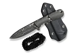 Mini Elementum Fixed Micarta Dark Green Damascus